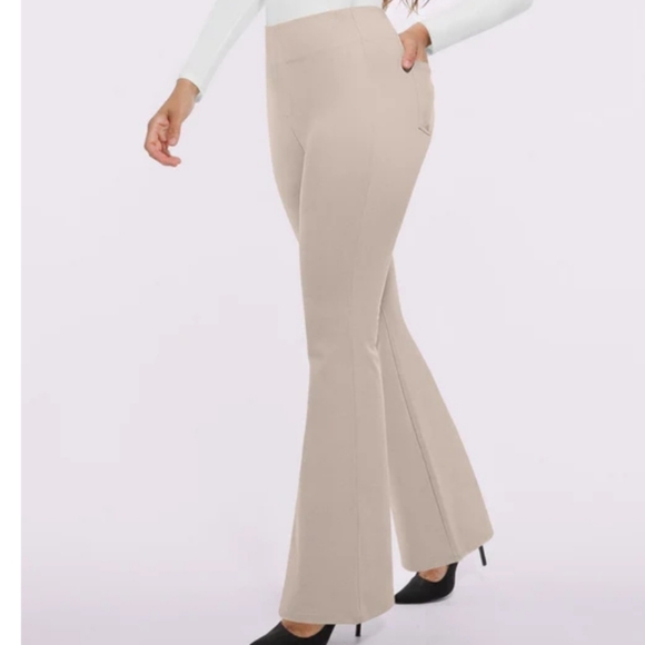 Shapellx Pants - Shapellx AirSlim Back Pocket Flare Work Pant In Biege Size L